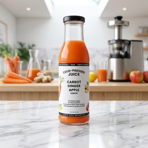 Carrot & Ginger Cold Pressed Juice 250ml - Tayyib Store - Tayyib Foods - Lahore