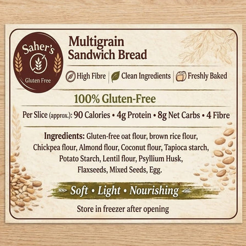 Multigrain Sandwich Bread - Tayyib Store - Saher's Gluten Free - Lahore